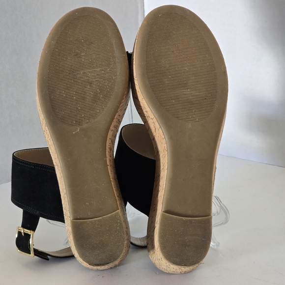 Steve Madden Caytln Black Suede Wedge Platform Sandals Size 9.5 - Picture 9 of 11